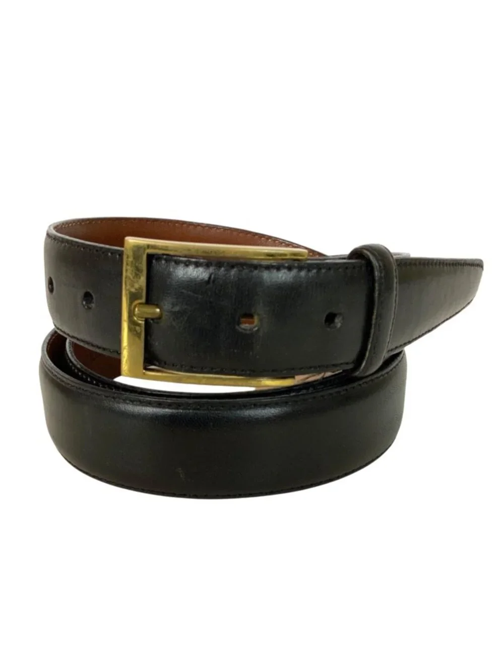 Johnston & Murphy Mens Leather Belt Black Aniline Kipskin Brass Buckle Size 40